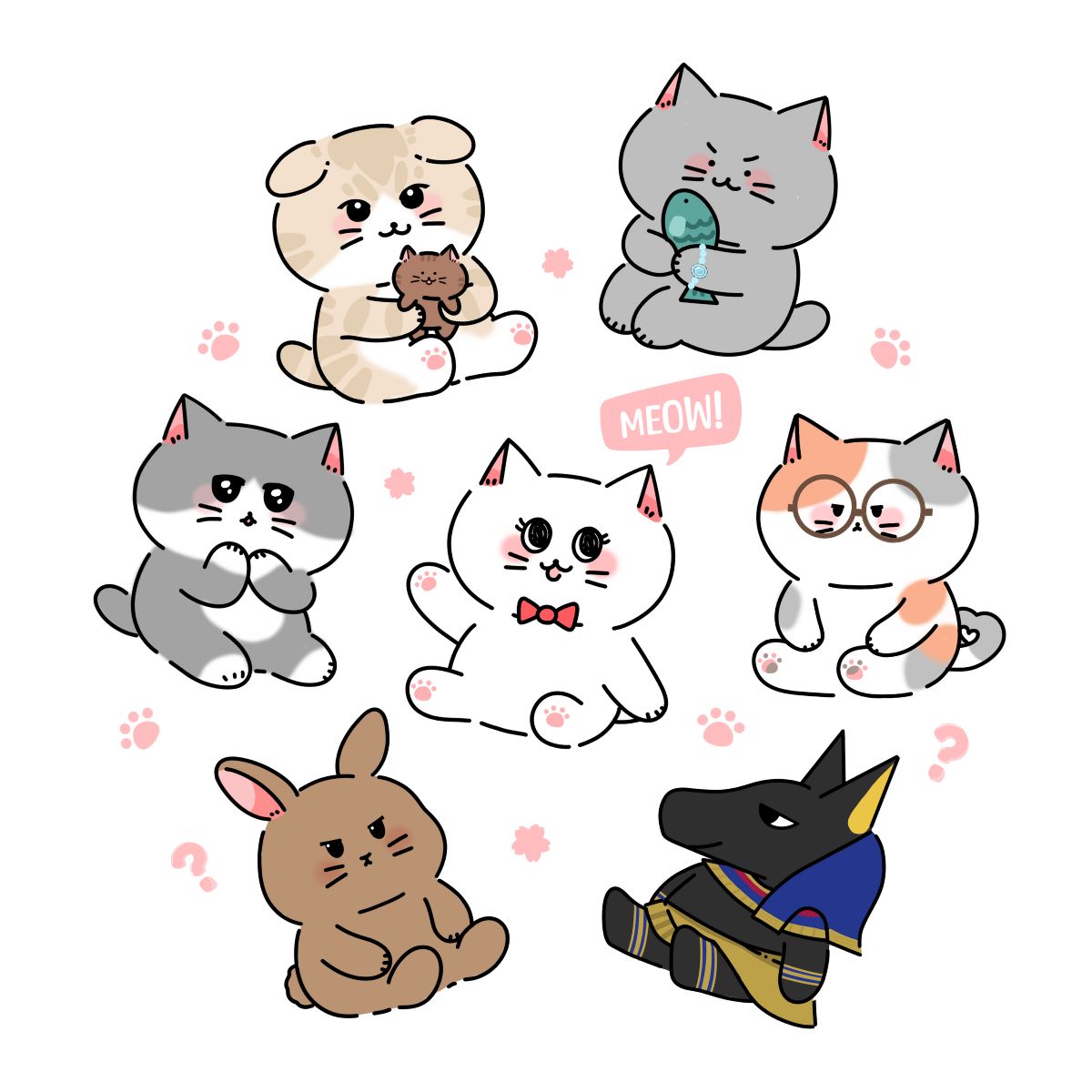 にゃん🐾にゃん🐾にゃん🐾の日💕 (にゃんにゃん🐱じゃない子もいるけど...笑) 初♡全員集合～🫣 ̖́- おしゃれcafe