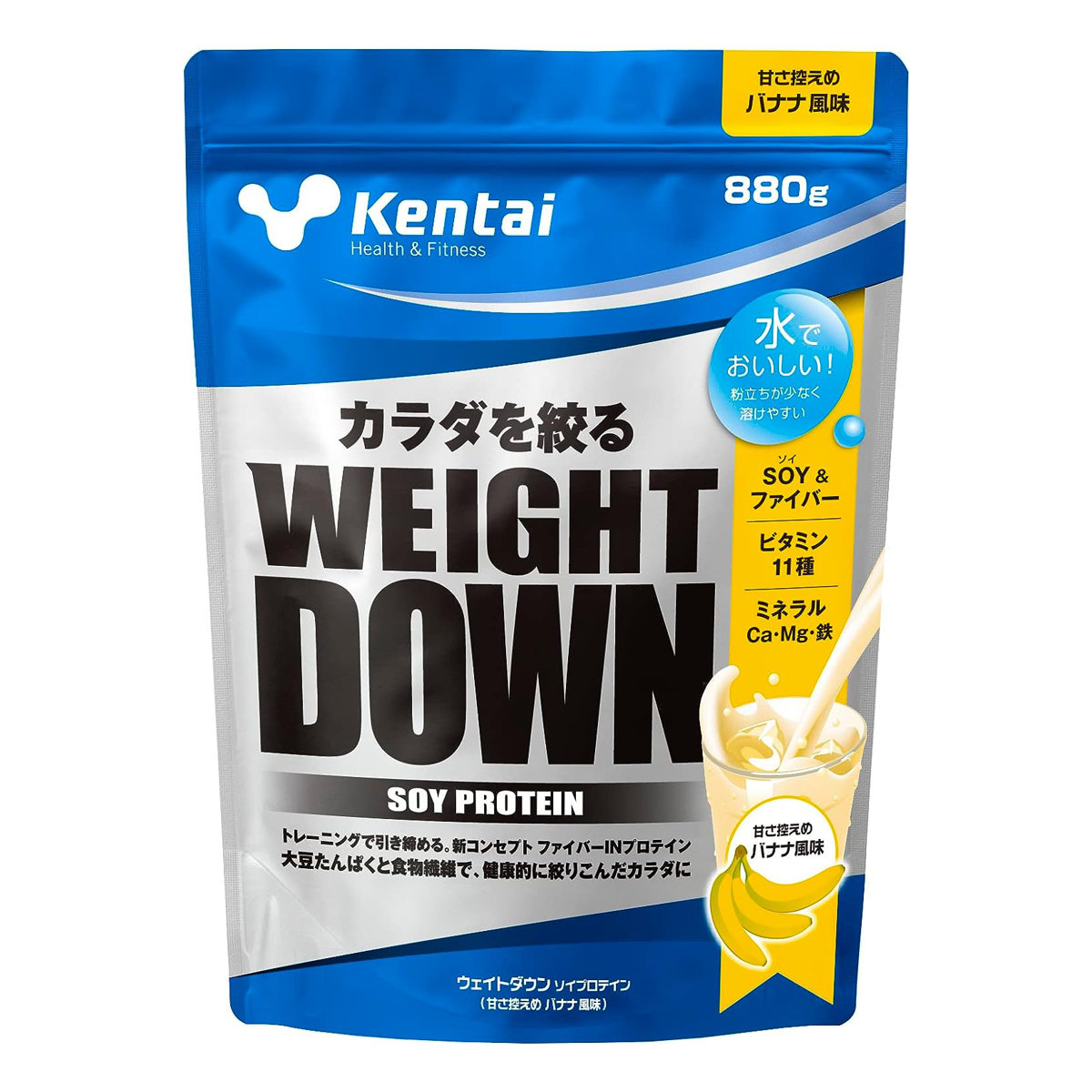 コスメ通販　健康体力研究所 kentai ウェイトダウン ソイプロテイン バナナ風味 1kg
