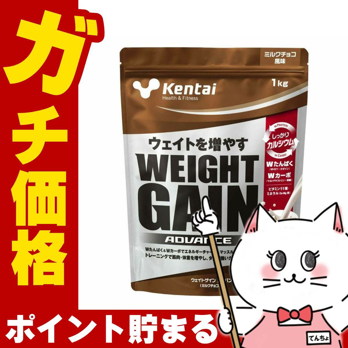 コスメ通販　健康体力研究所 kentai(ケンタイ) ウエイトゲインアドバンス ミルクチョコ風味 1kg