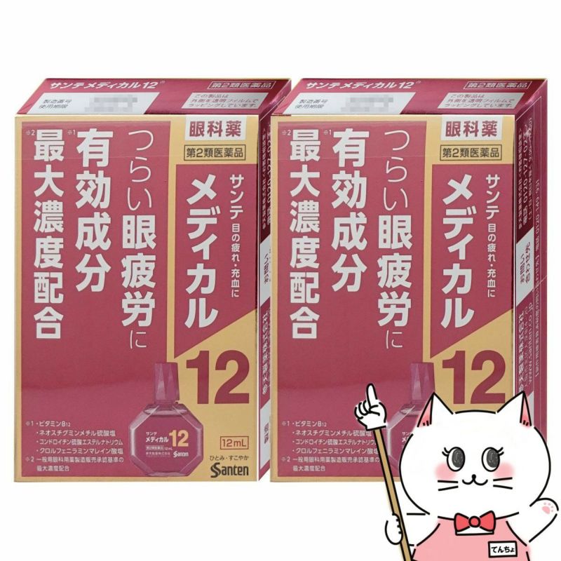 サンテメディカル12 12ml×2個【おすすめサンテ目薬】情報技術が進化した現代社会では目を酷使する環境が増えており、そのような環境下では目のピント調節機能が低下し、目の奥がズッシリ重く感じるような目の疲れ（眼疲労）が起こりやすくなります。【第2類医薬品】