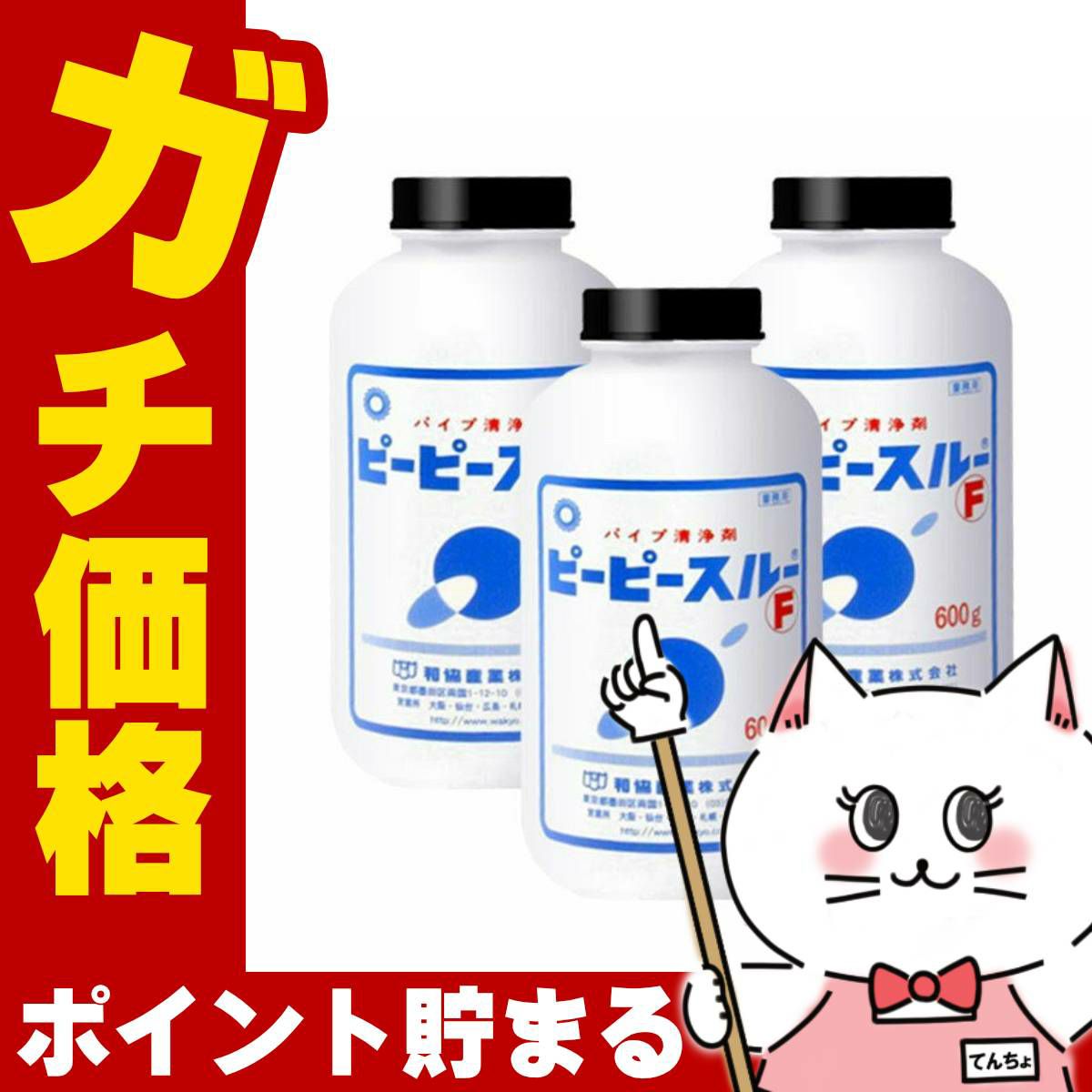 コスメ通販　ピーピースルーF 600g × 3個セット 業務用排水管洗浄剤 正規販売店