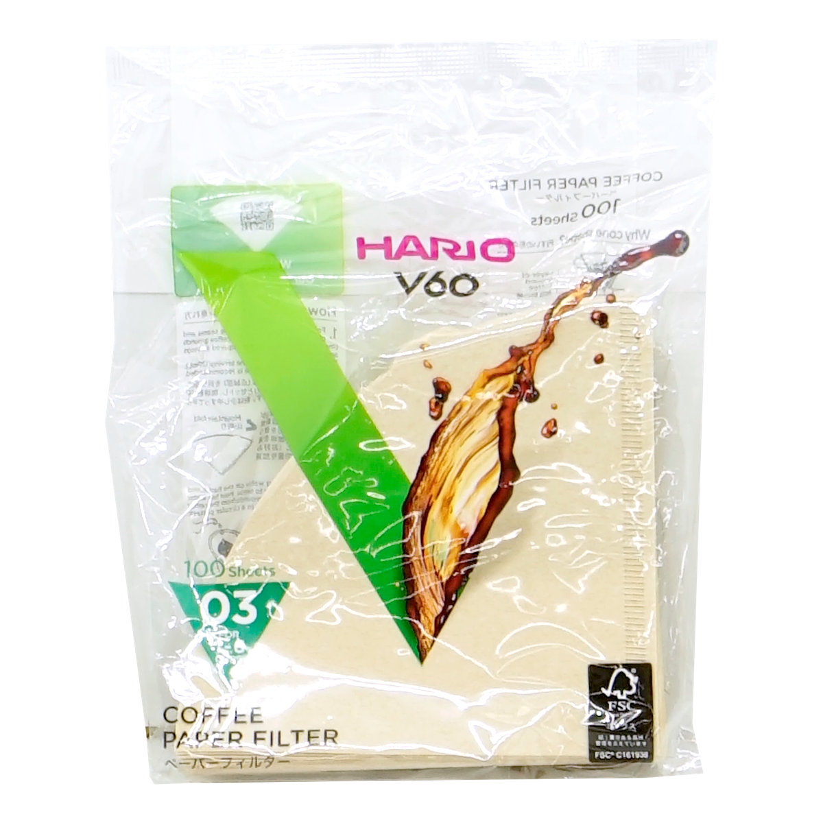 通販　HARIO VCF-03-100M V60用ペーパーフィルターみさらし03