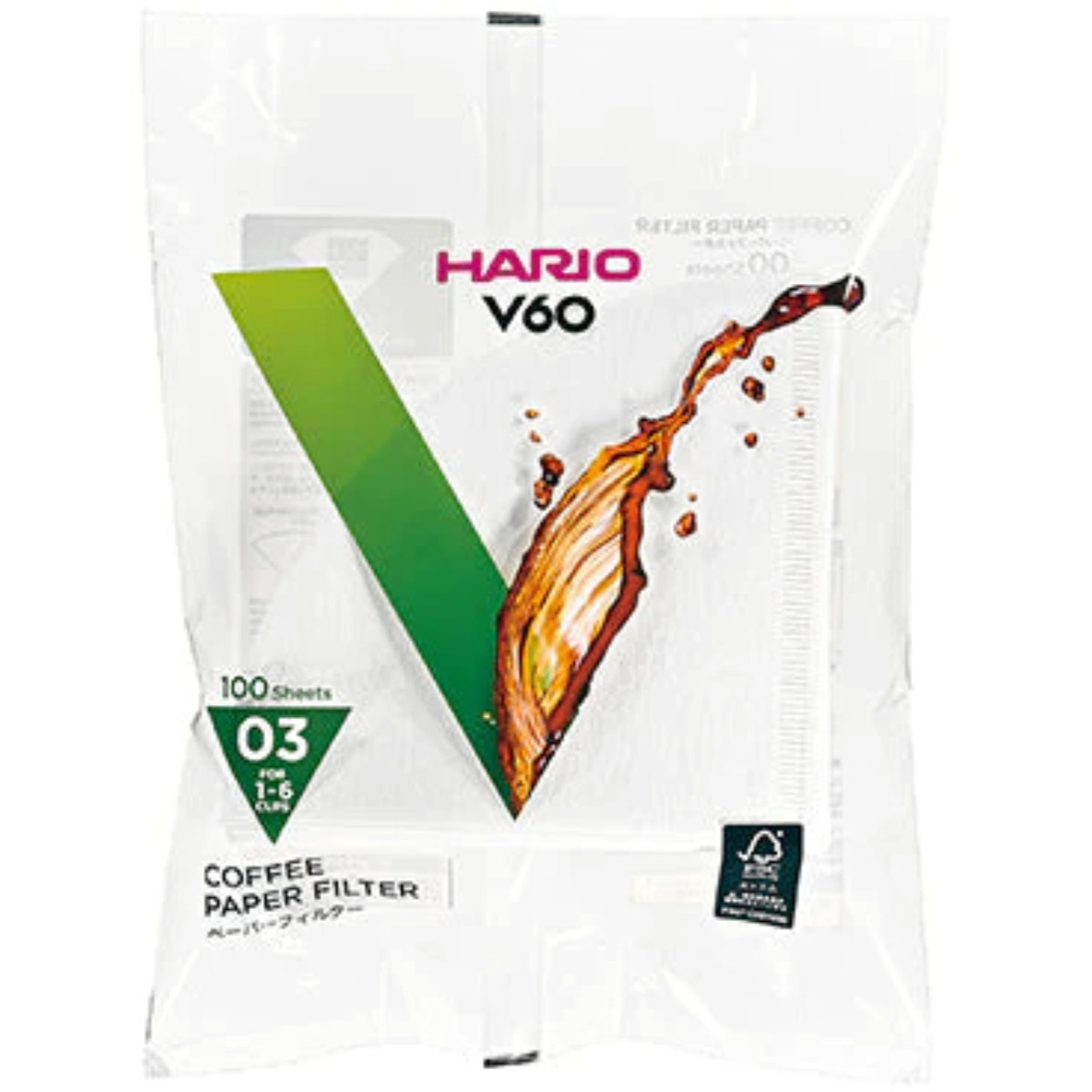 通販　HARIO VCF-03-100W V60用ペーパーフィルター酵素漂白03