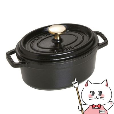 通販　ストウブ Staub 40509-482 ピコ・ココット オーバル 17cm ブラック 日本語説明書付き【ホーロー鍋 調理器具 オシャレ ナベ 鍋 なべ キッチン 秋物】【シリアルNo付国内正規品/国内生涯保証書付】