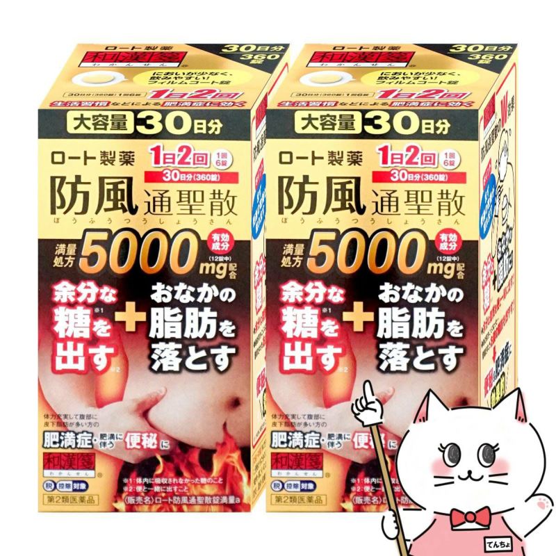 通販　【第2類医薬品】【セット】ロート防風通聖散錠満量a 5000mg 360錠×2個（セルフメディケーション税制対象）【ロート製薬】【生活習慣病】