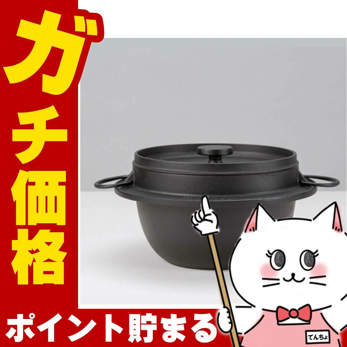 通販　岩鋳 21086 ごはん鍋 5合炊【南部鉄器 内面ホーロー加工 IH対応 】