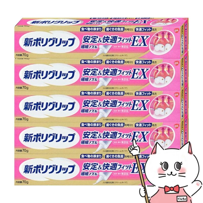 通販　【セット】新ポリグリップ 安全&快適フィットEX 極細ノズル 70g×5個【アース製薬】