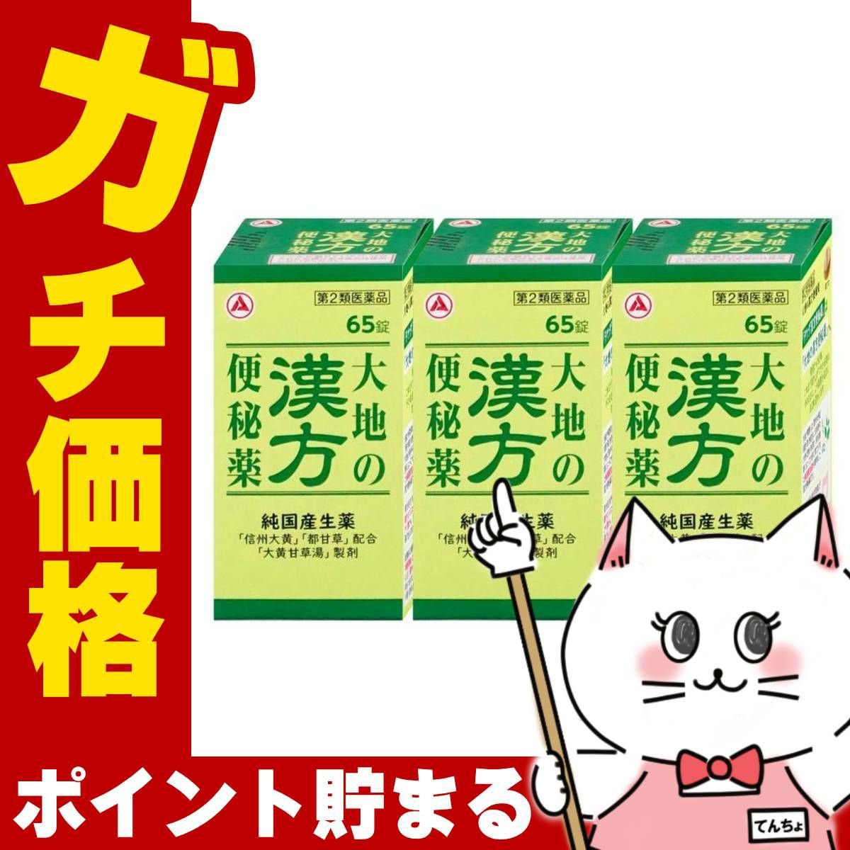 【第2類医薬品】【セット】大地の漢方便秘薬 65錠×3個