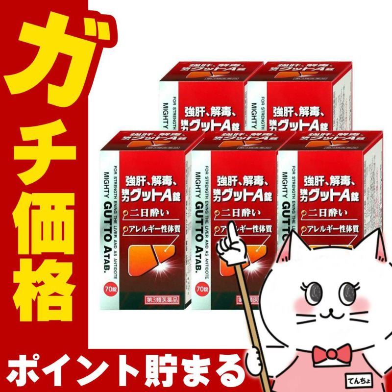【第3類医薬品】【セット】強肝、解毒、強力グットA錠 70錠×5個