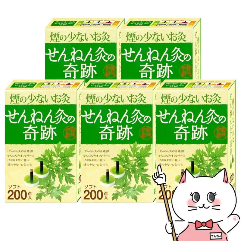 【セット】煙の少ないお灸 せんねん灸の奇跡 ソフト 200点入×5個