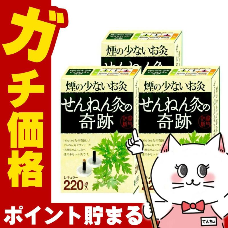 【セット】煙の少ないお灸 せんねん灸の奇跡 レギュラー 220点入×3個