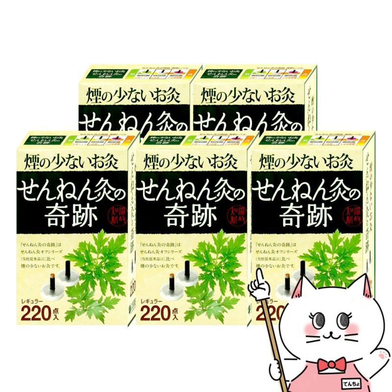 【セット】煙の少ないお灸 せんねん灸の奇跡 レギュラー 220点入×5個
