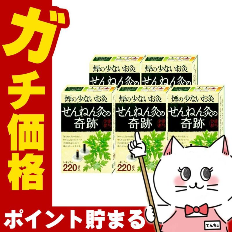 【セット】煙の少ないお灸 せんねん灸の奇跡 レギュラー 220点入×5個