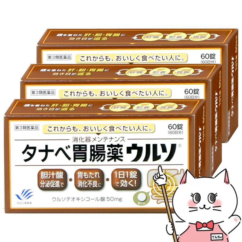 タナベ胃腸薬ウルソ 60錠×3個