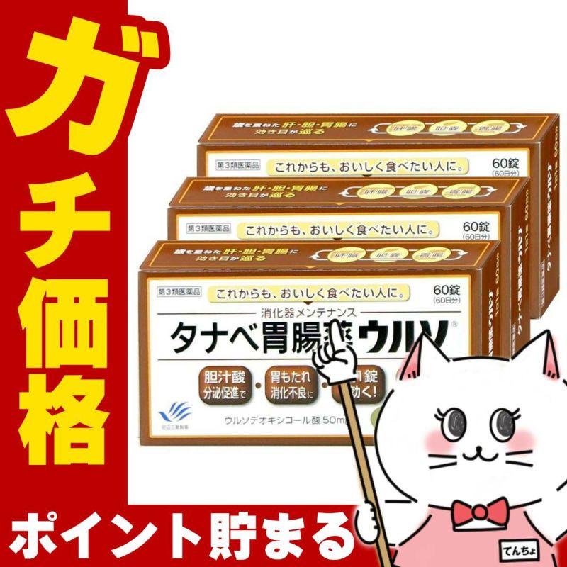 タナベ胃腸薬ウルソ 60錠×3個